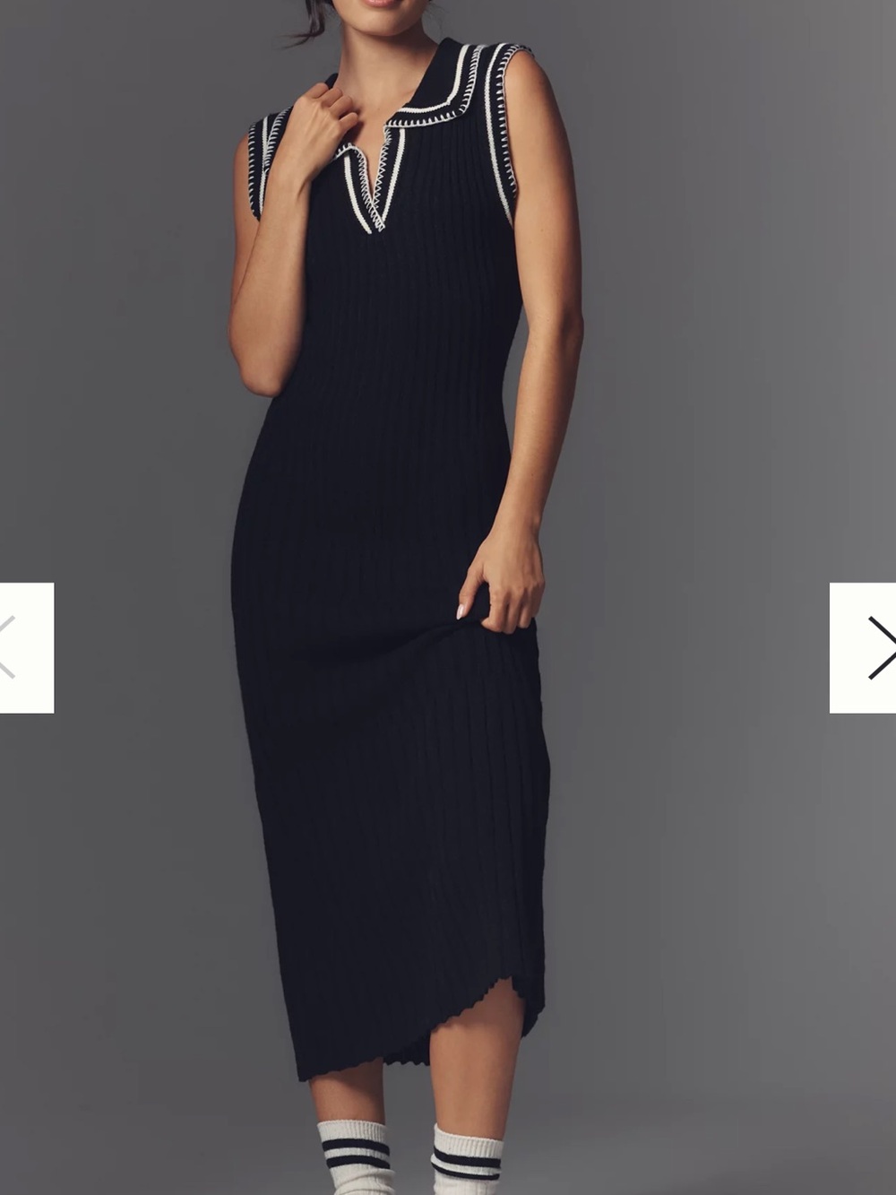 En Saison Granger Sleeveless Collared Black Knit Midi Dress Size S EUC - Picture 14 of 14